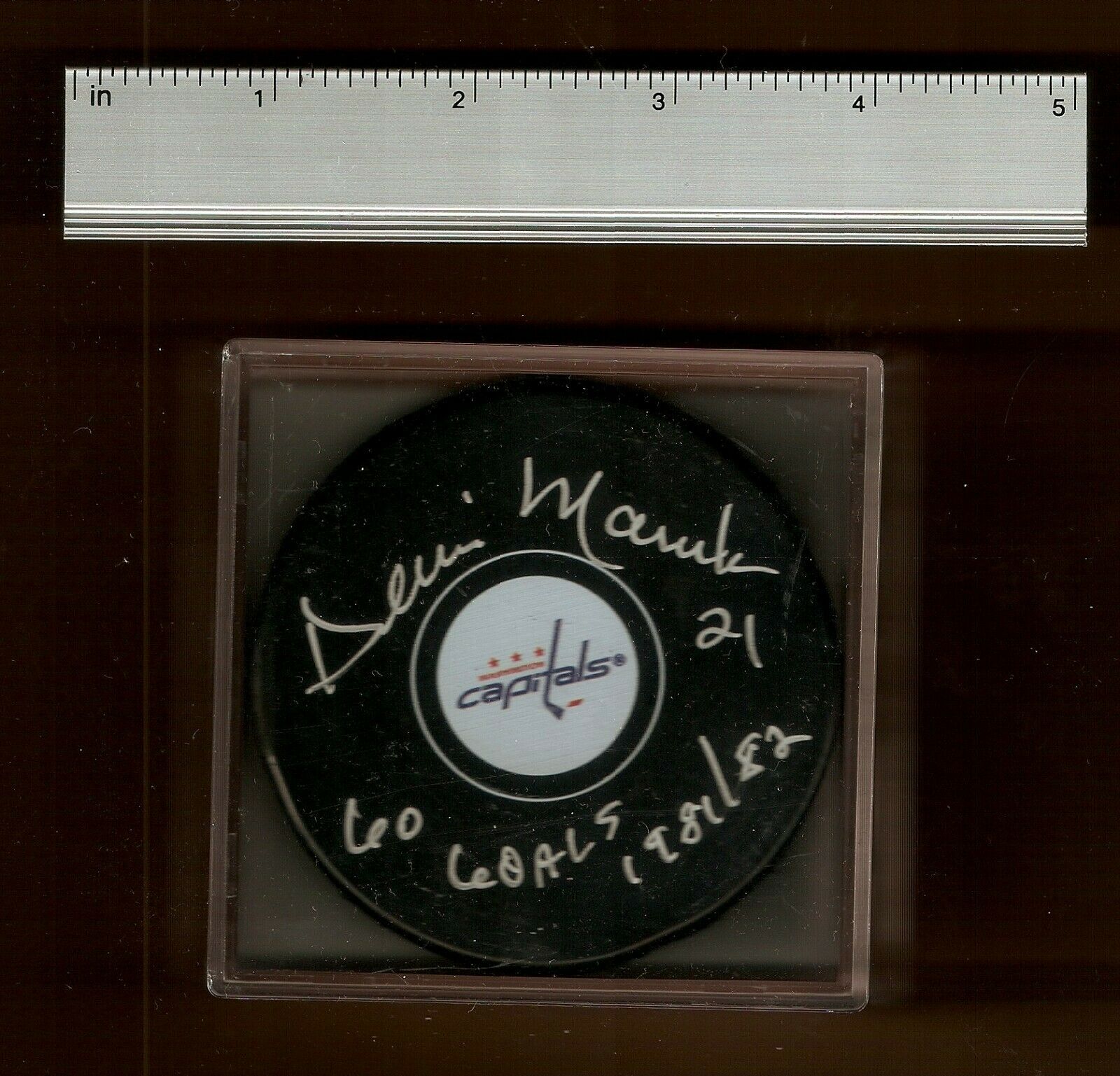 Washington Capitals Dennis Maruk Wrote 60 Goals 1981/1982 Autograph Hockey Puck