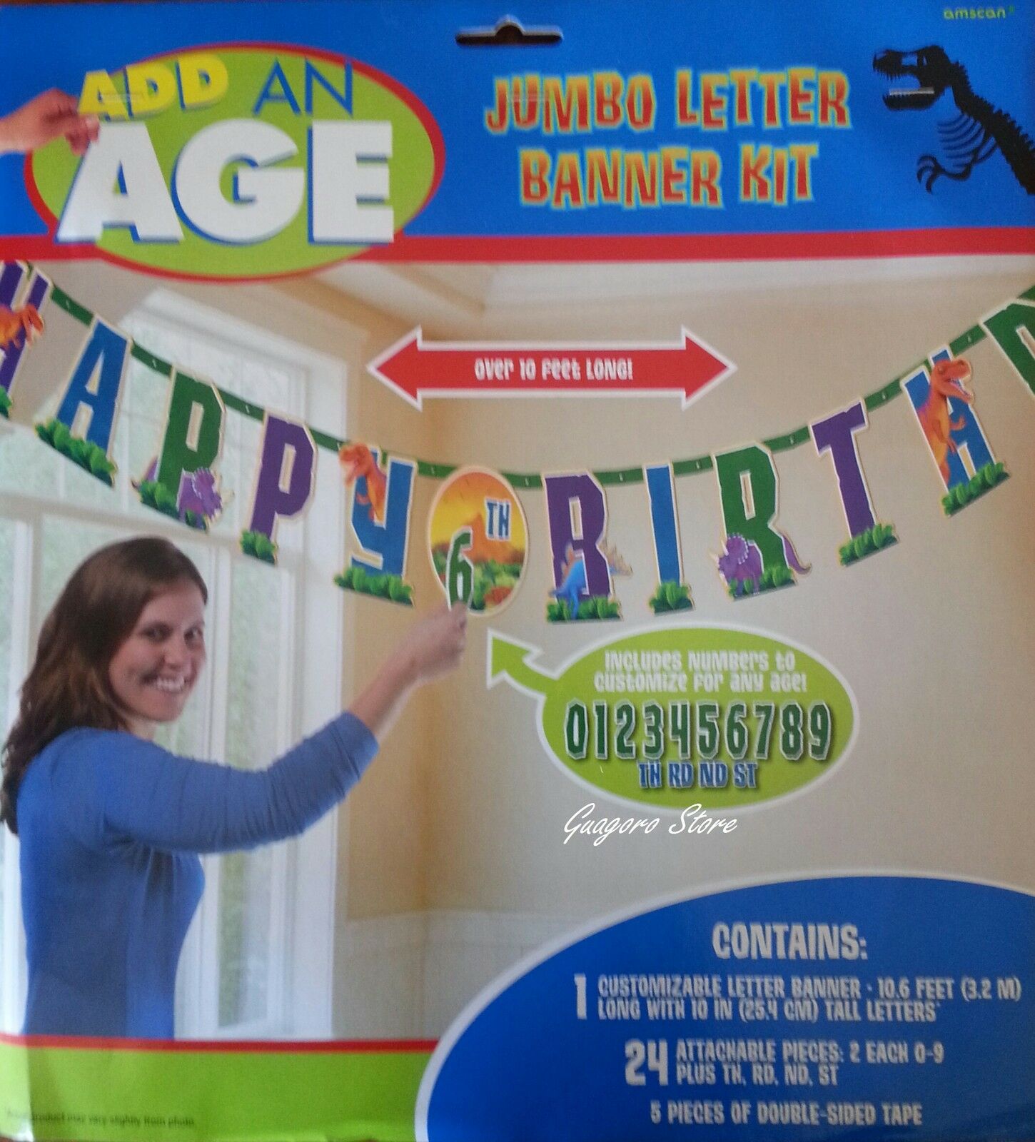Dinosaur Prehistoric Add Any Age Jumbo Letter Birthday Banner Kit Party Supplies