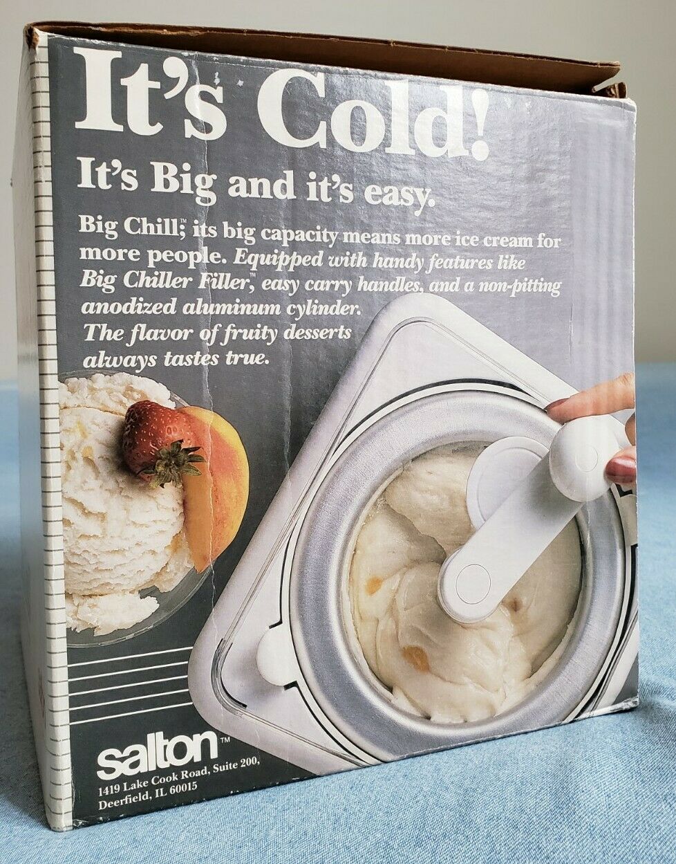 1987 Salton Big Chill Ice Cream Maker Vtg Manual Hand Crank Icm-1 New Open Box