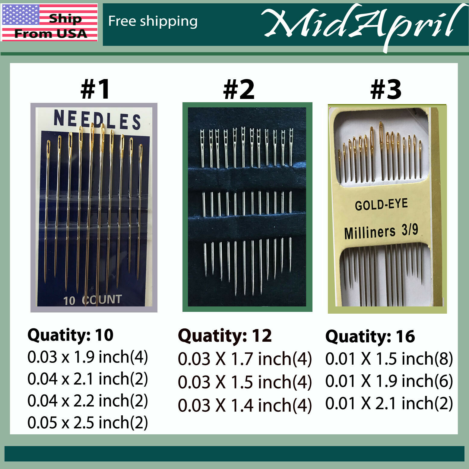 Assorted Hand Sewing Needles Set
