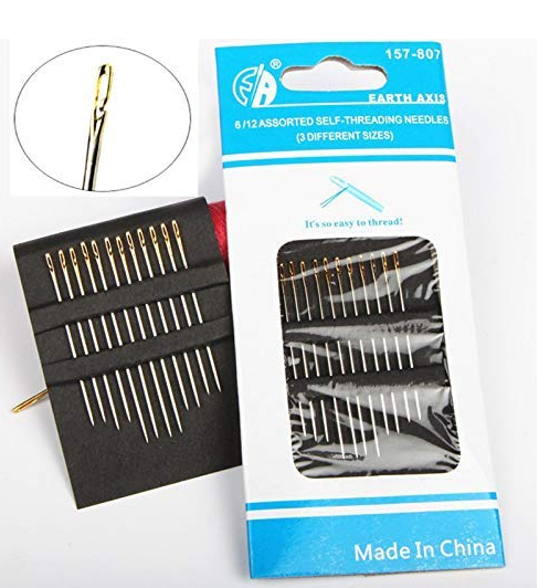 12 Hand Sewing Needles Set  Self Threading Tools Craft (12 Count)  Usa