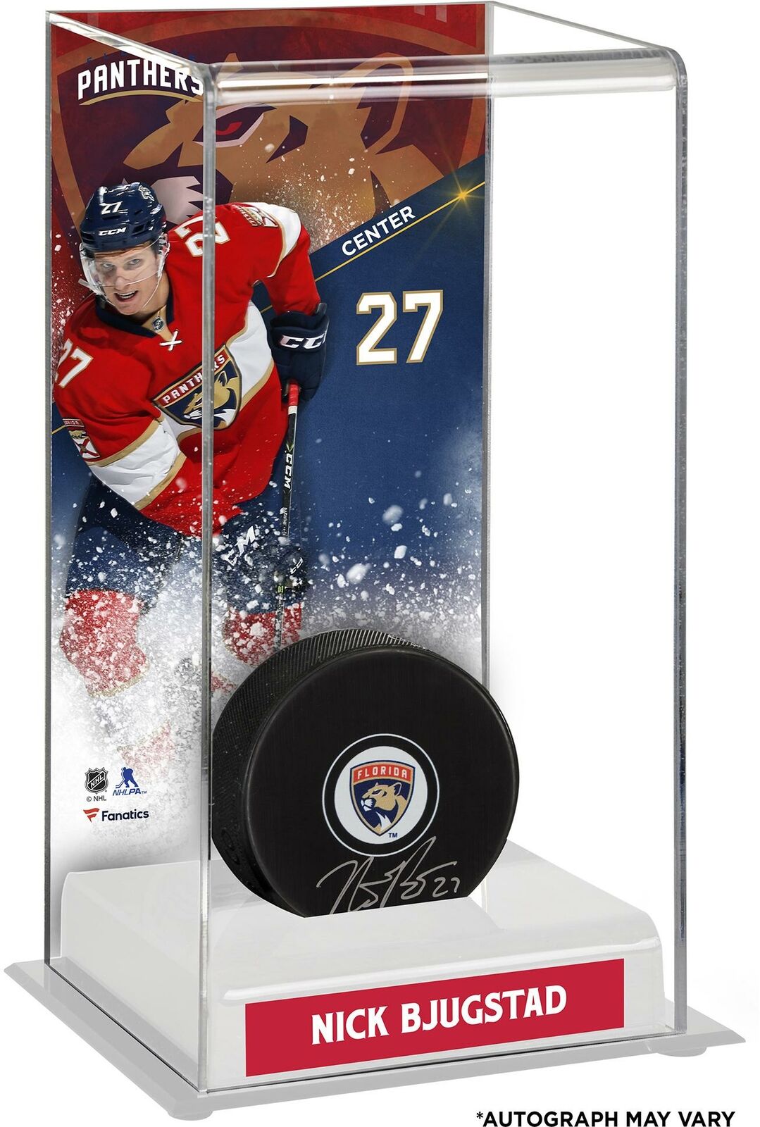 Nick Bjugstad Florida Panthers Signed Puck With Deluxe Tall Puck Case - Fanatics