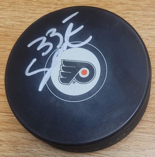 Autographed Samuel Ersson Philadelphia Flyers Hockey Puck W/coa