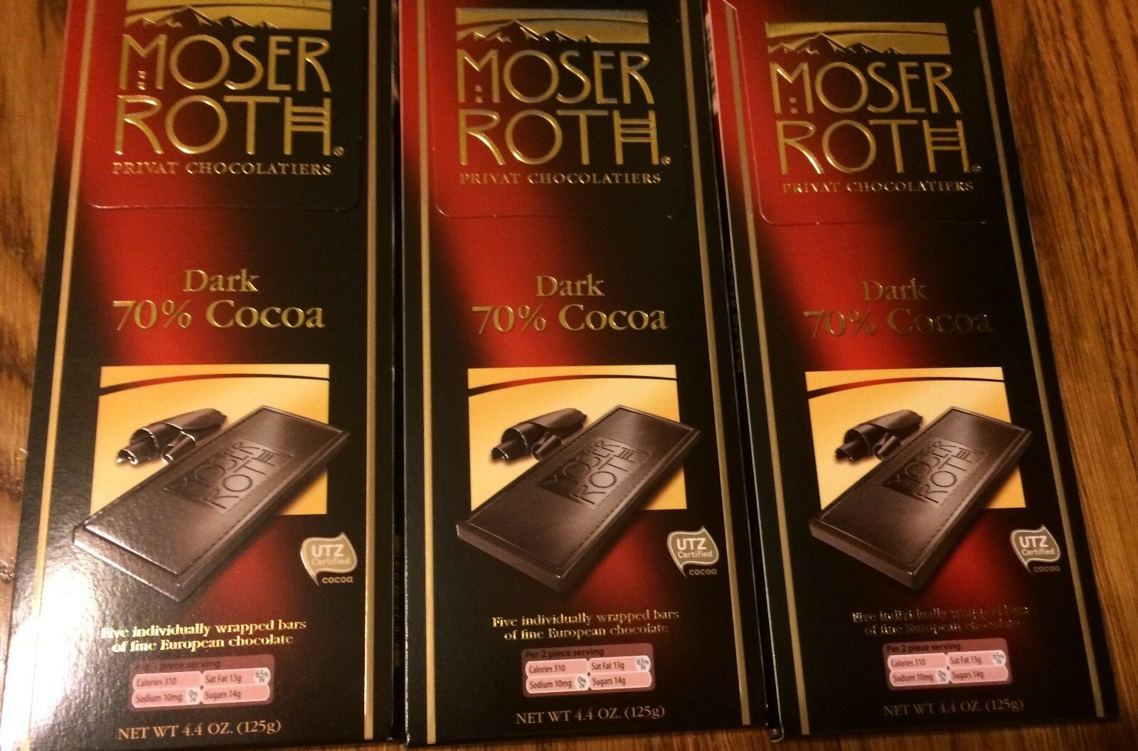 Moser Roth German Dark Chocolate Bars (70% Cocoa) 3 Pkgs/15 Bars *yummy*