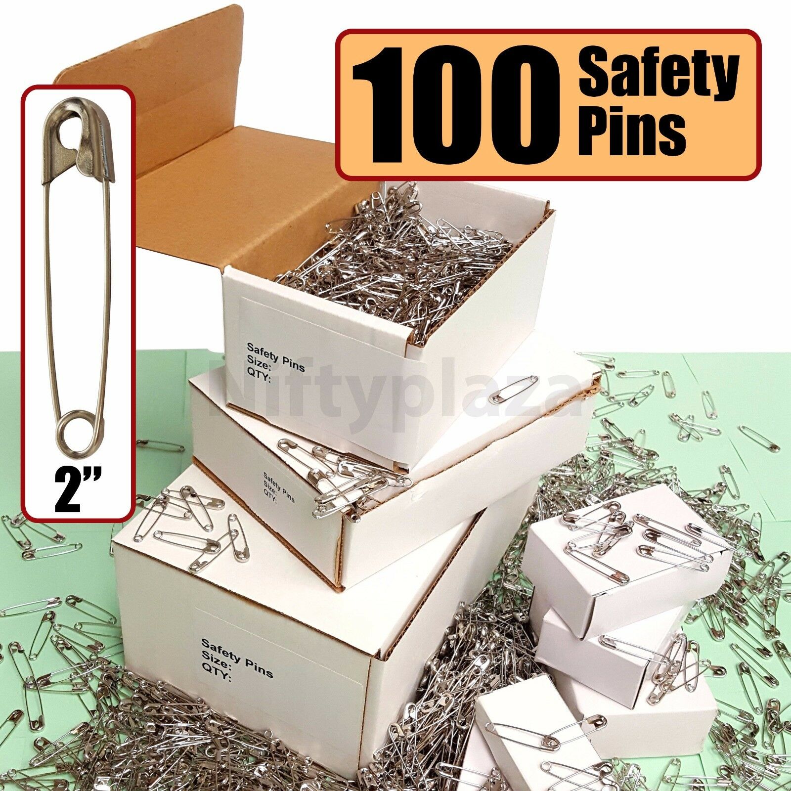 Niftyplaza 100 Extra Large Safety Pins Size 2" Quilters Crafting Diapers Sewing