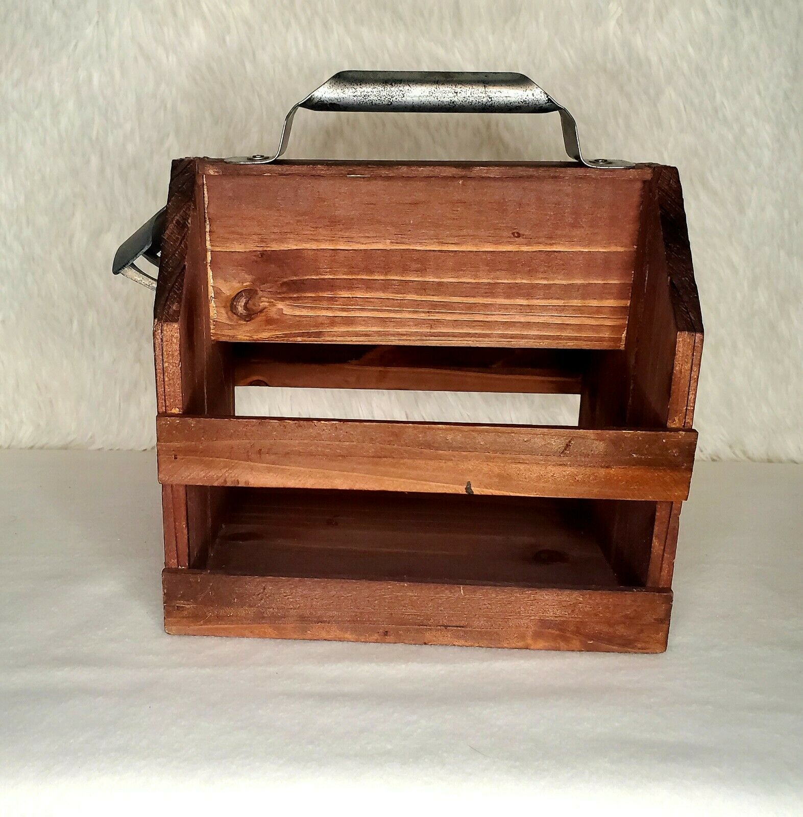 Wooden Beer & Condiment Holder W/ Bottle Opener Picnic, Pool - Rustic Hand Made