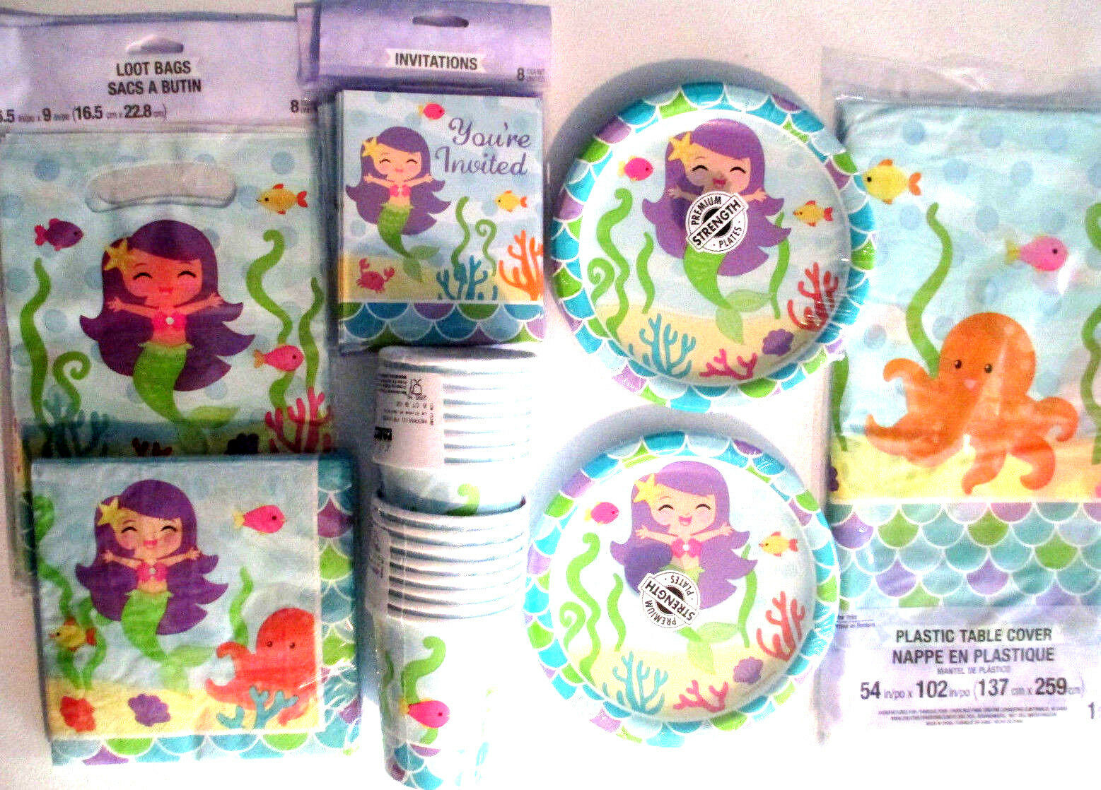 Mermaid Friends - Birthday Party Supply Deluxe Kit W/ Loot Bags & Invitations