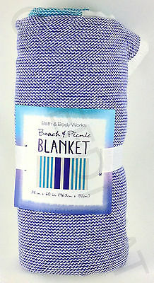 Bath & Body Works 38" X 60" Beach & Picnic Blanket Turquoise White Purple Stripe