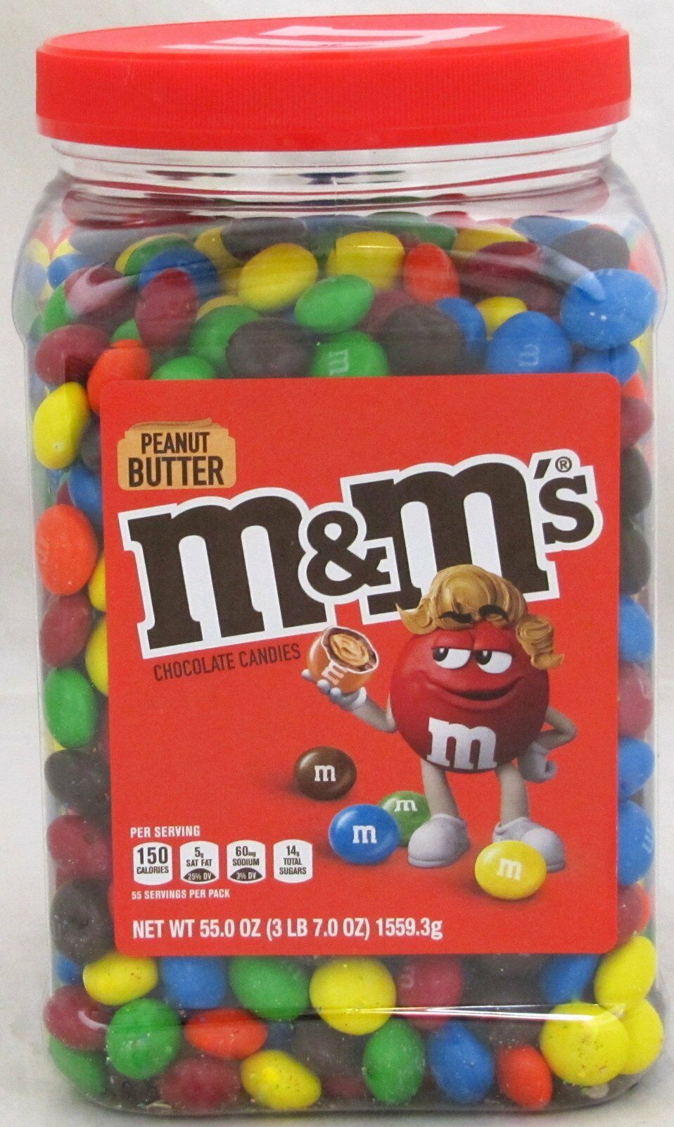 M&ms Peanut Butter Candy 55 Oz Jar M&m's M & M Chocolate Candies Tub Bulk 3.43lb